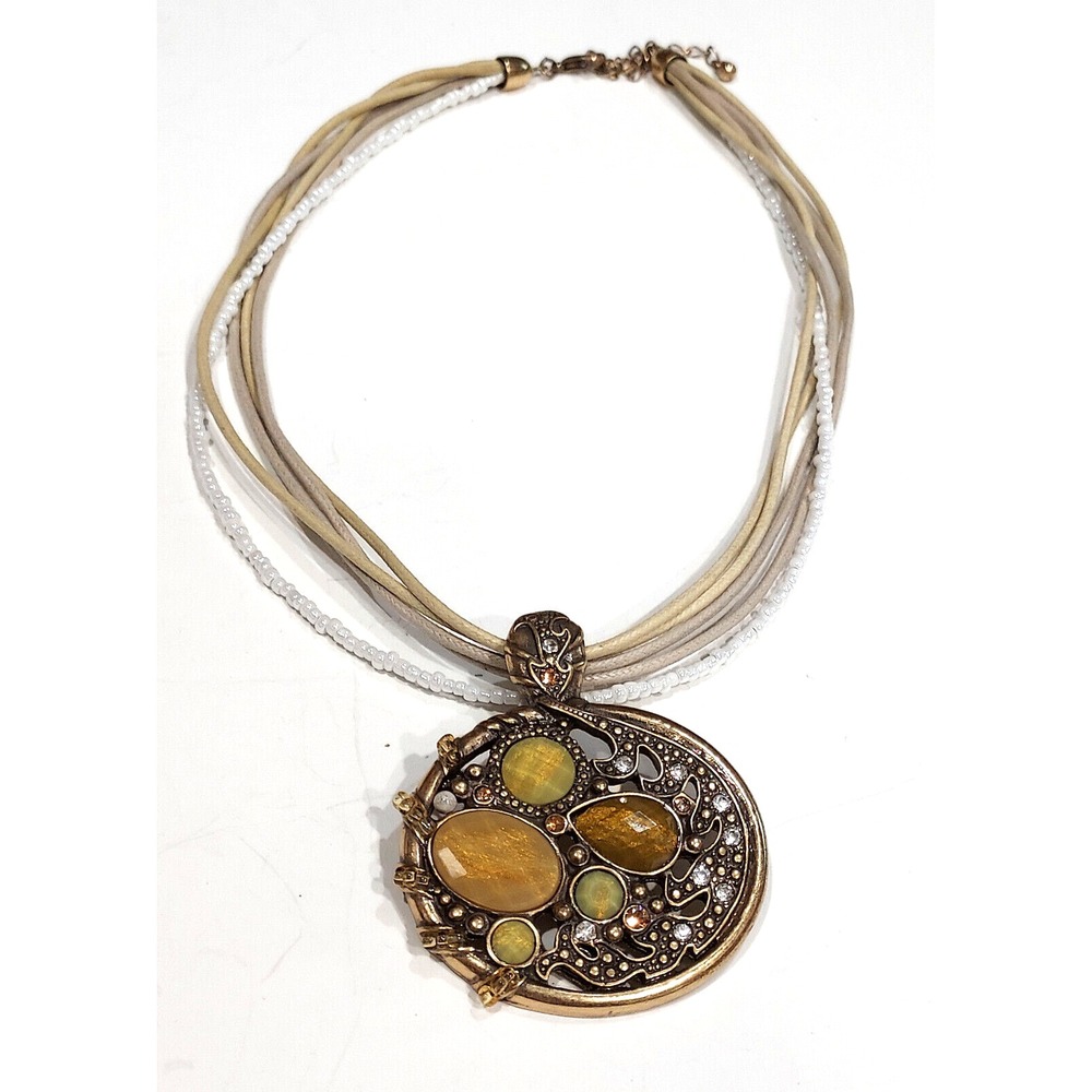 Necklace Inset Rhinestones & Faceted Resin Cabochons